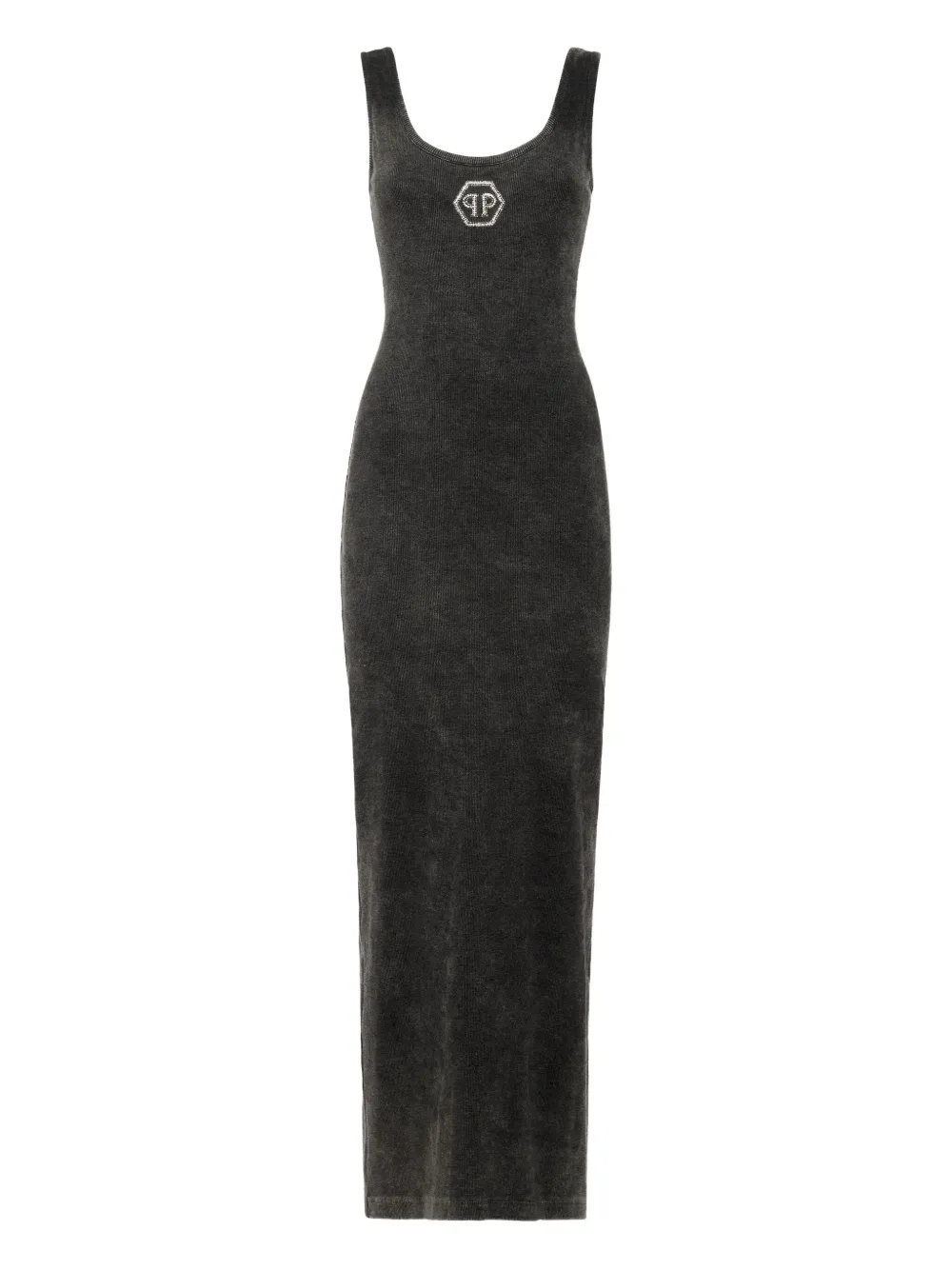 Philipp Plein Hexagon ribbed-knit tank midi dress | Grey | Image 1
