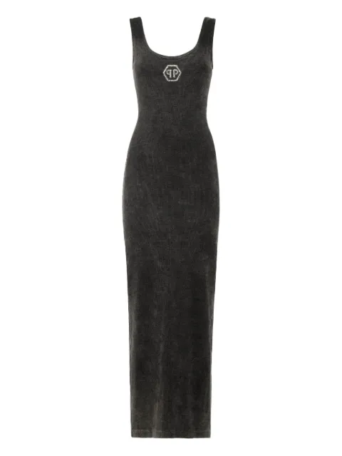 Philipp Plein Hexagon ribbed-knit tank midi dress
