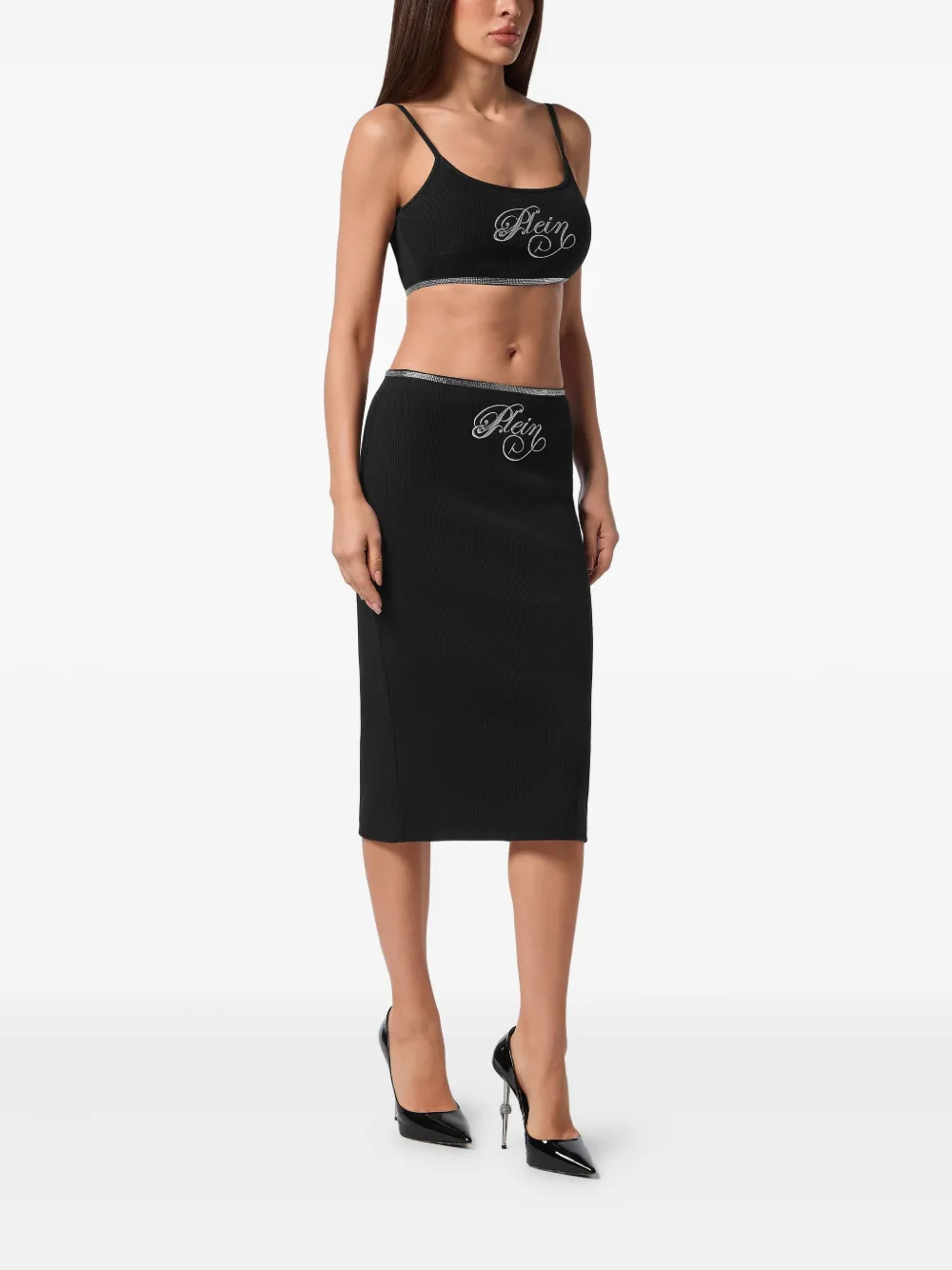 Philipp Plein Signature midi-rok Zwart