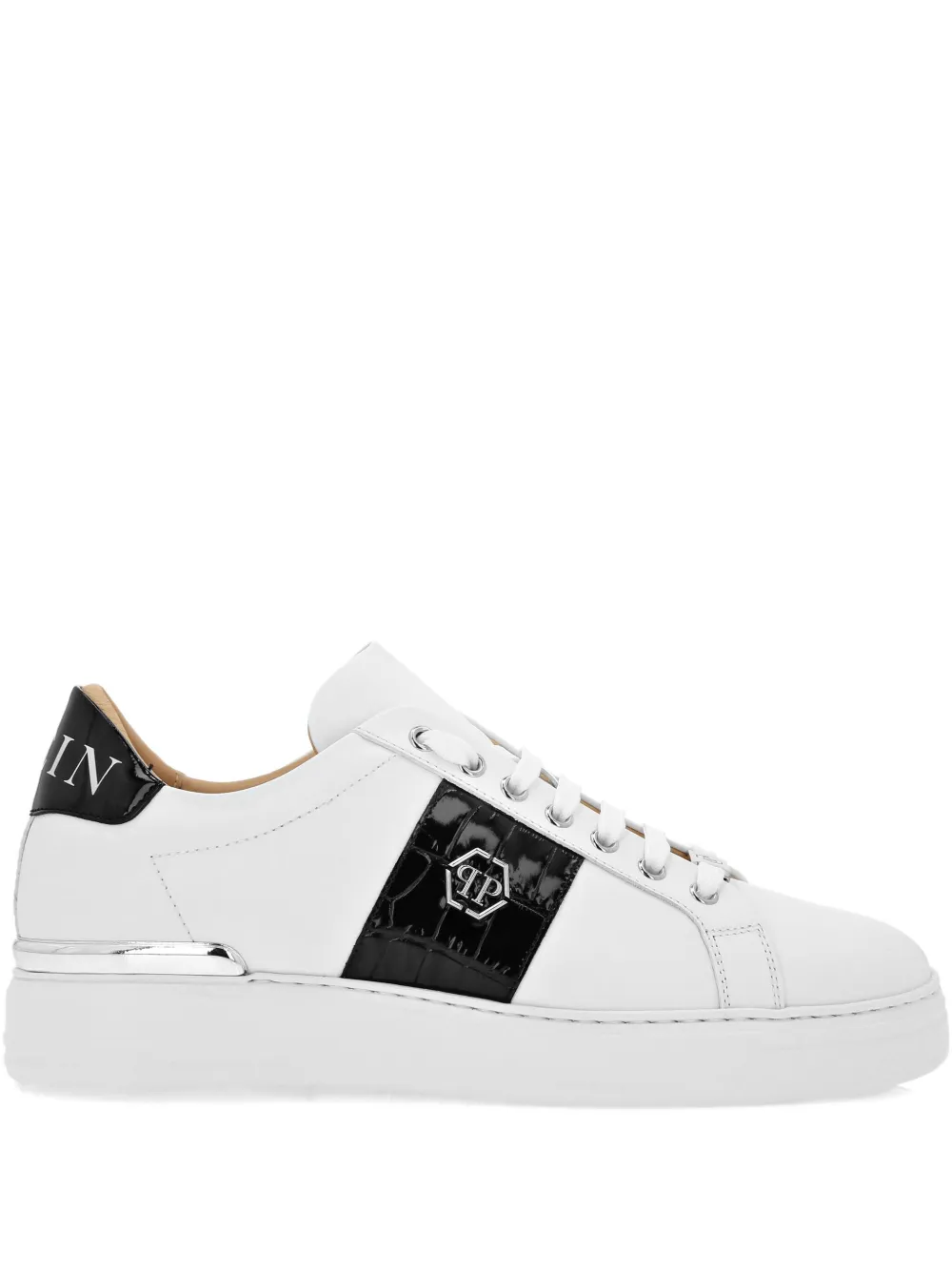 Philipp Plein crocodile-effect panelled sneakers | White | Image 1