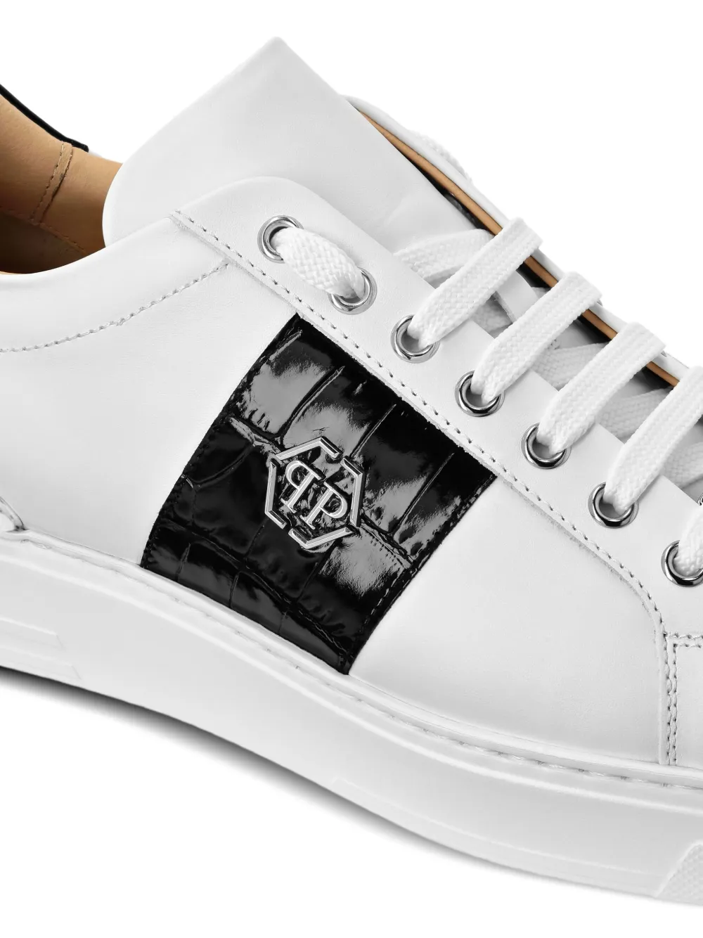 Philipp Plein crocodile-effect panelled sneakers White