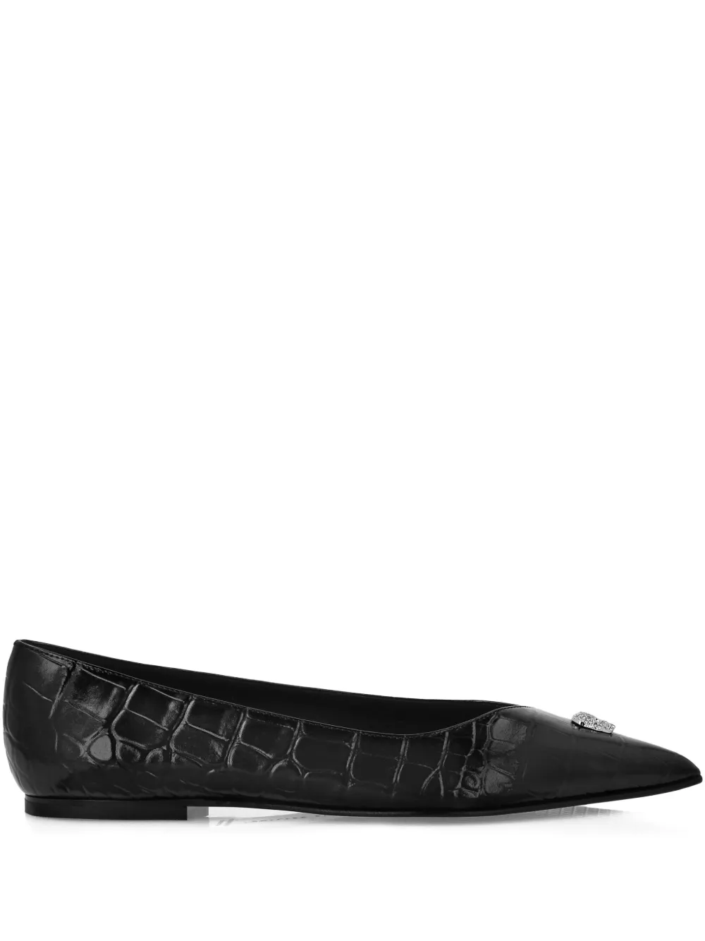 Philipp Plein skull-embellished flat pumps Black
