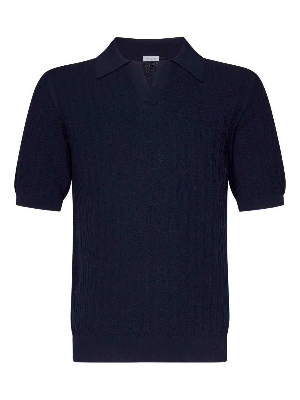 Malo Geribbeld poloshirt Blauw