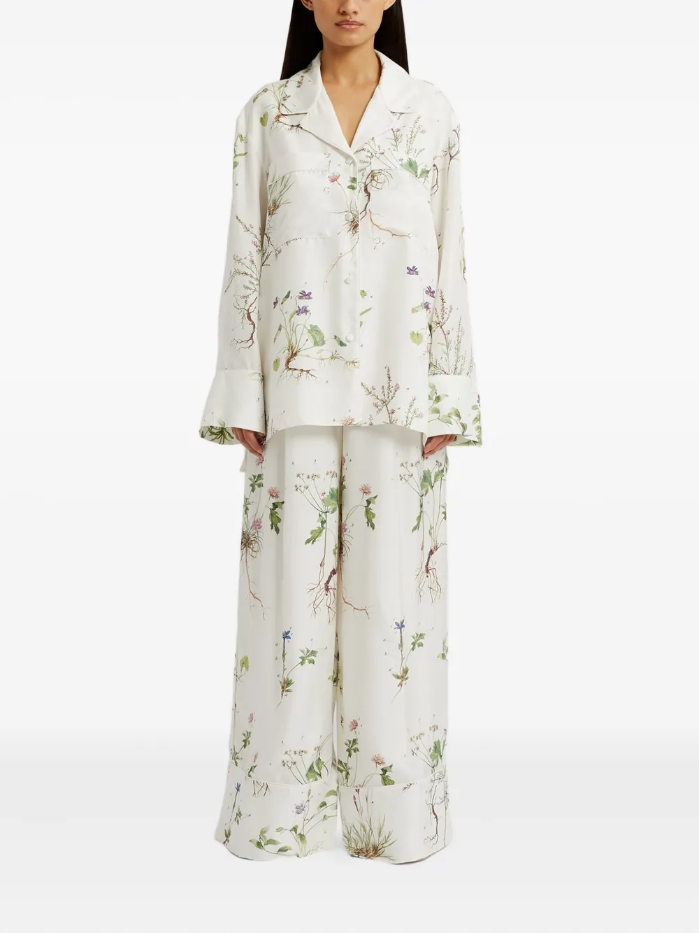 ERDEM Zijden blouse met bloemenprint - Wit