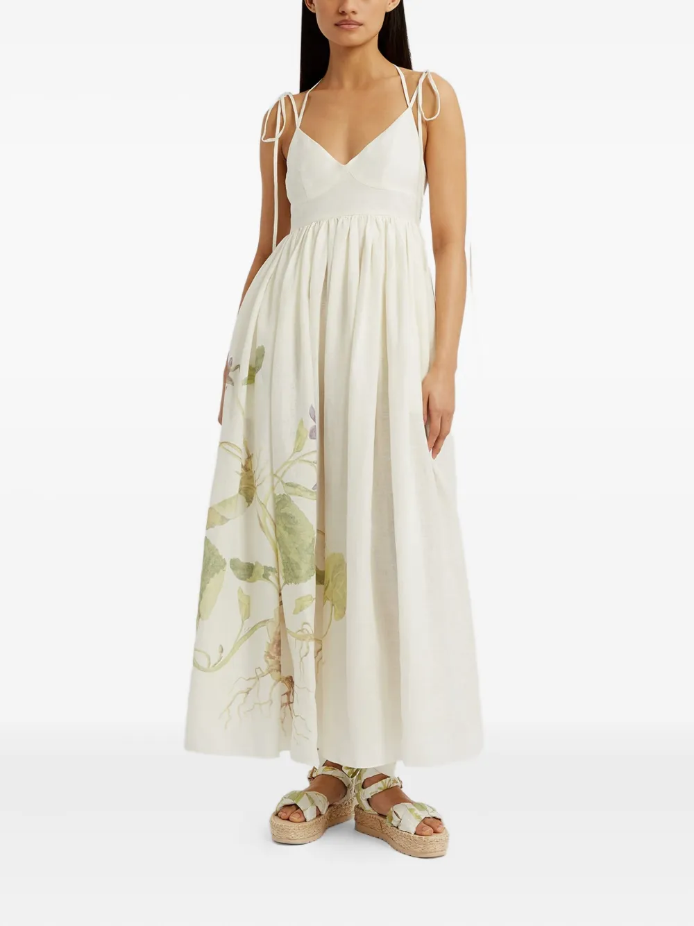 ERDEM Midi-jurk met bloemenprint Wit