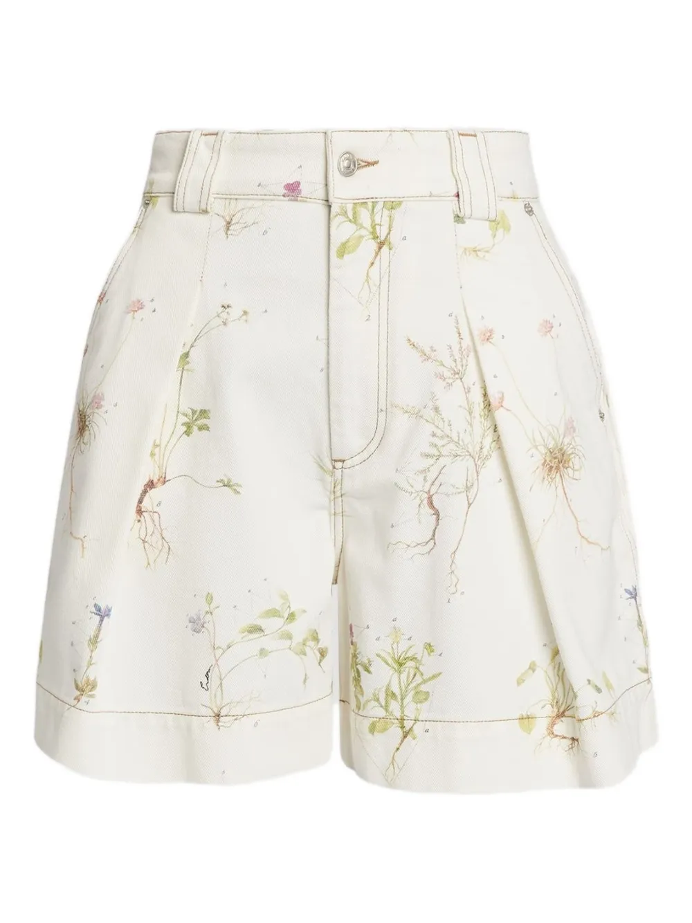 Erdem Floral-print Denim Shorts