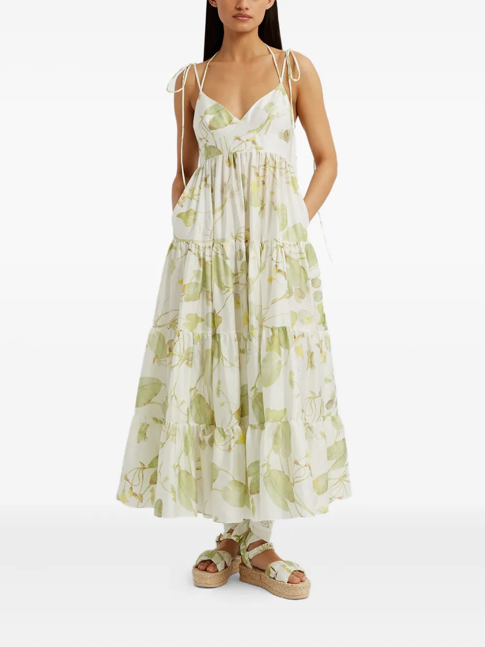ERDEM LEAF-PRINT MAXI DRESS 