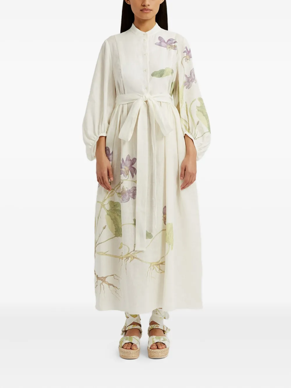 ERDEM Midi-jurk met bloemenprint - Wit