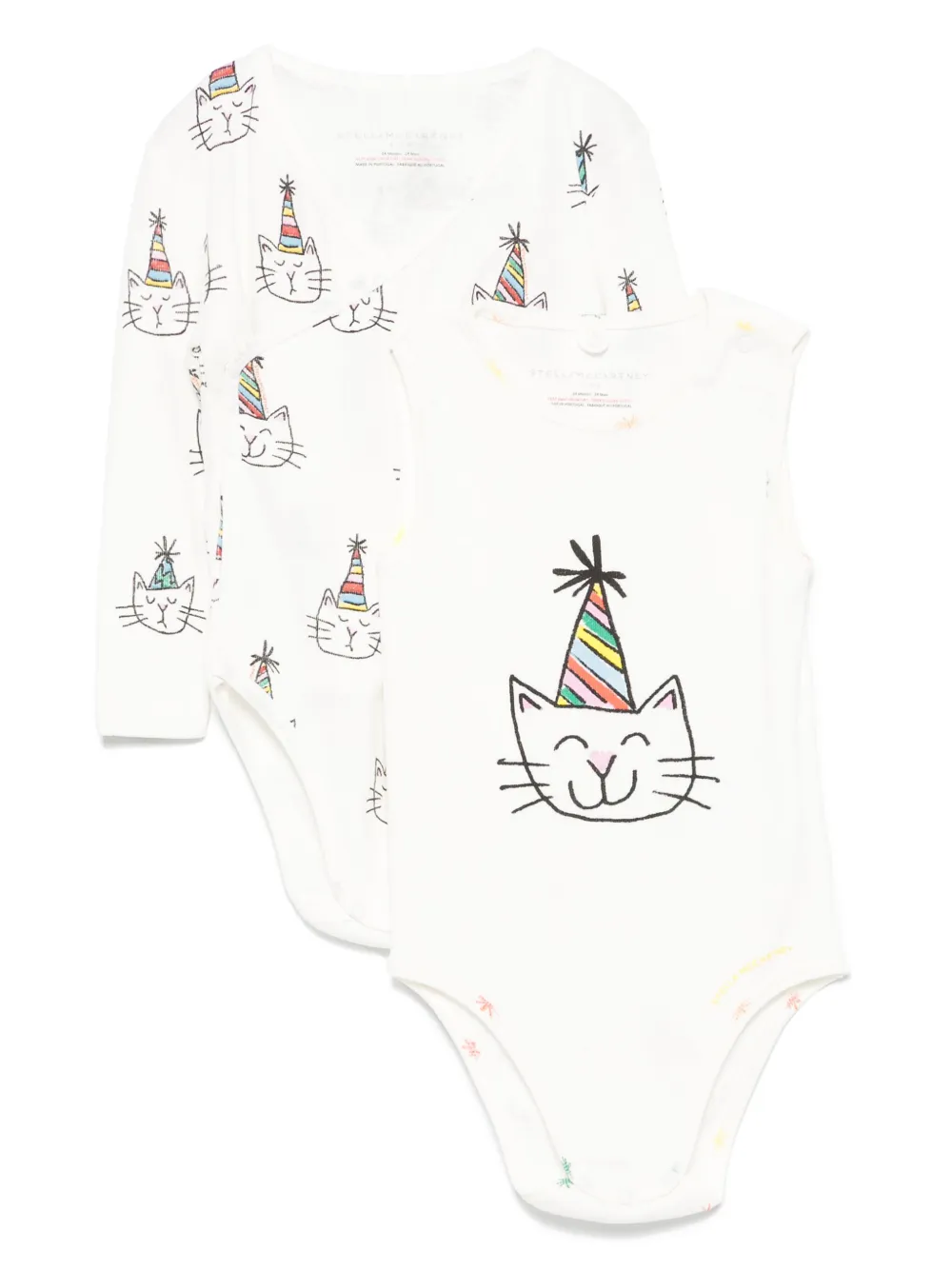 Stella McCartney Kids cat-print bodies (set of two) | White | Image 1