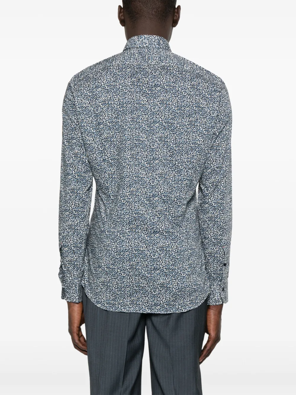 Mazzarelli Overhemd met abstracte print Blauw