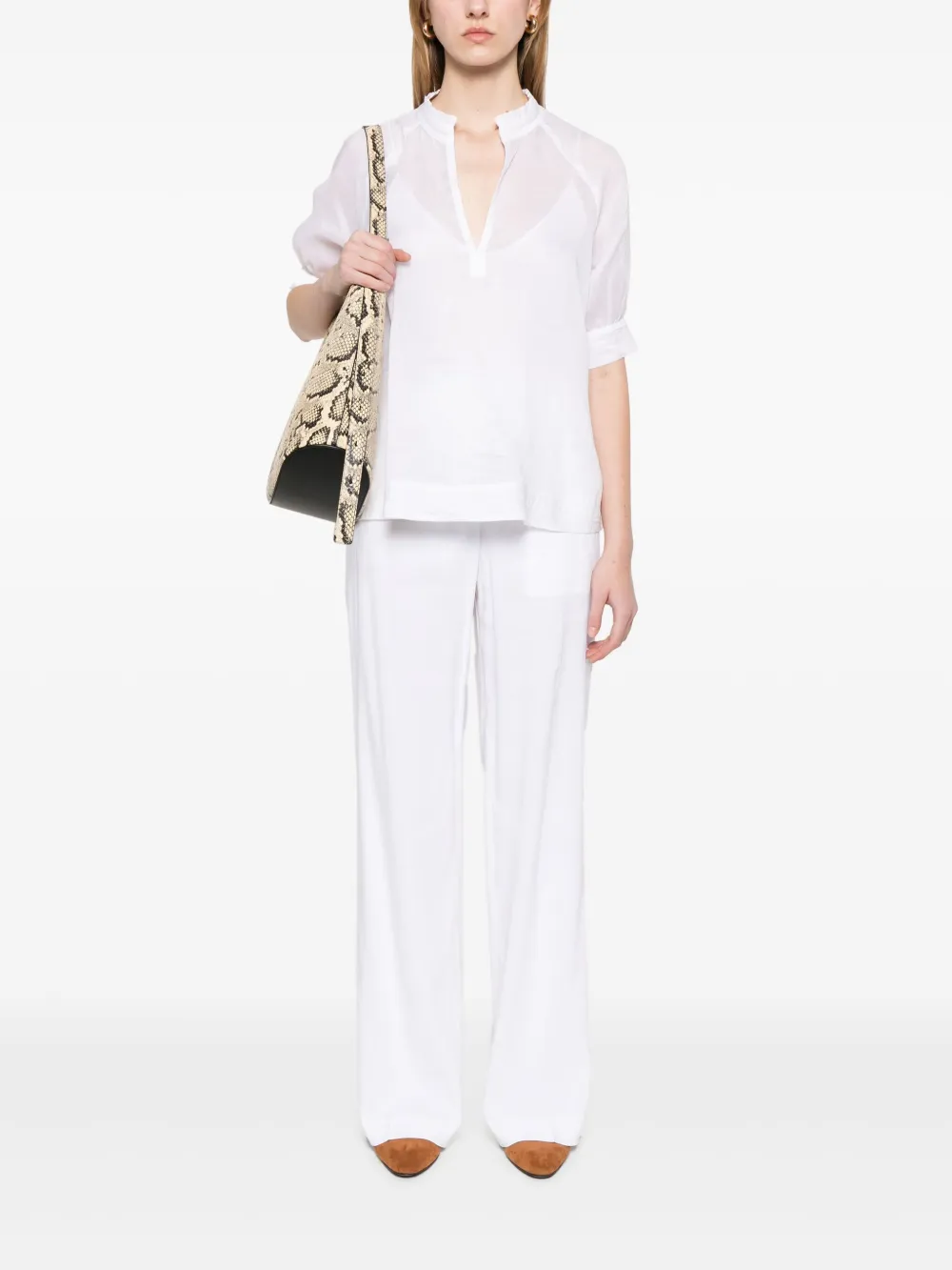 BOSS Broek met geplooid detail - Wit