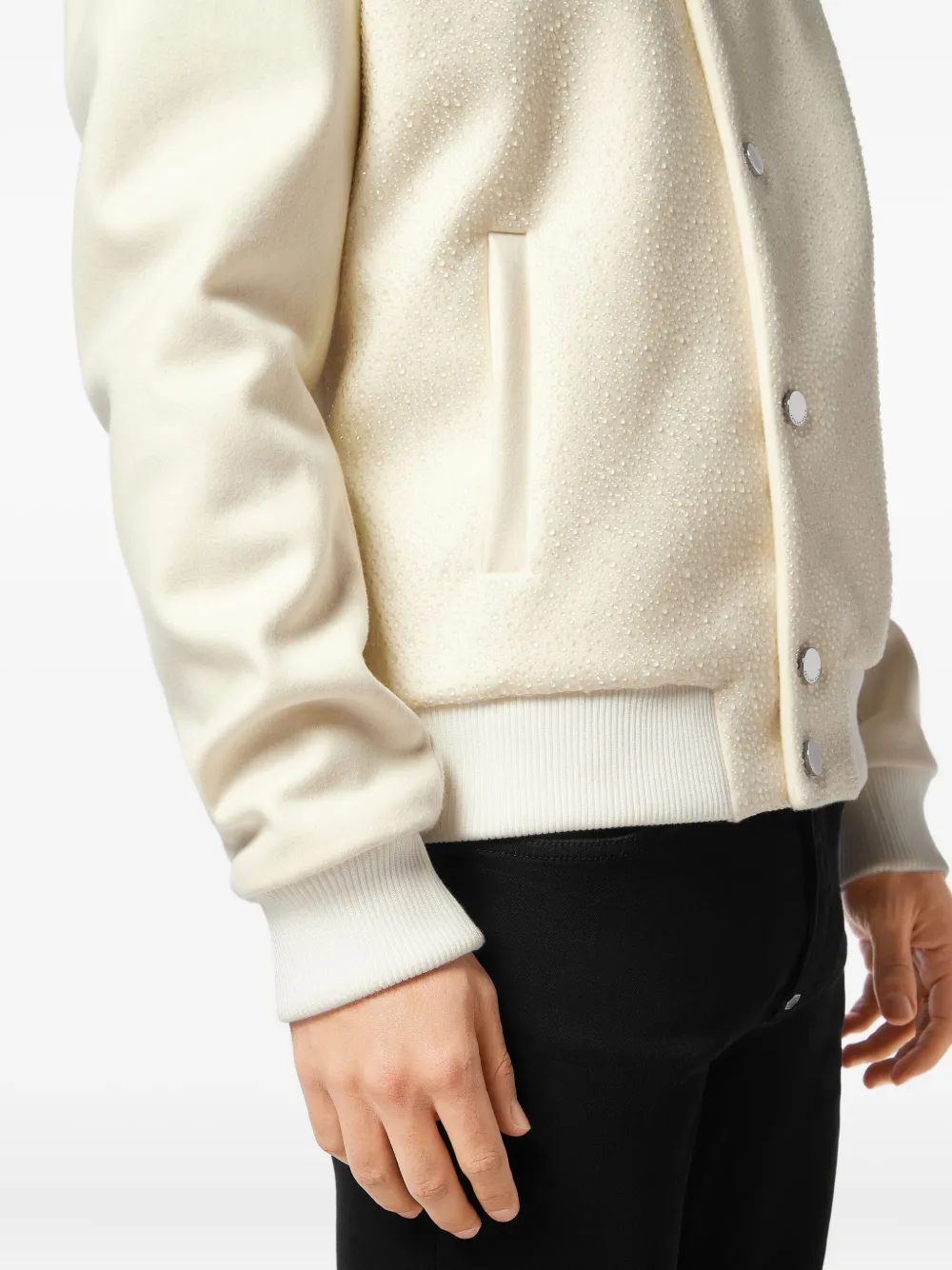 Philipp Plein Bomberjack verfraaid met stras Beige