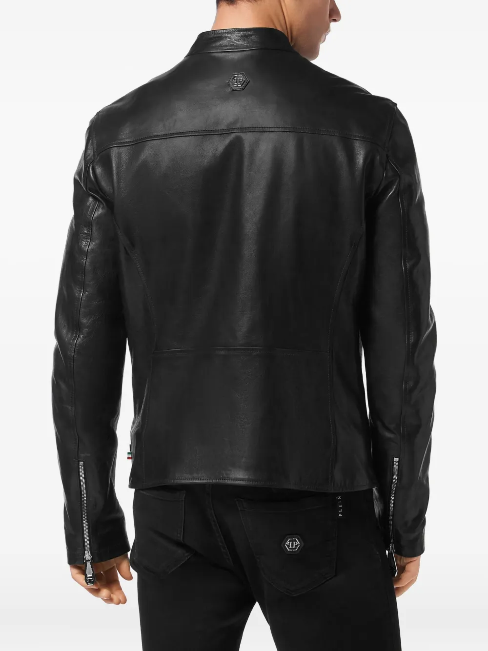 Philipp Plein Leren jack 02 BLACK