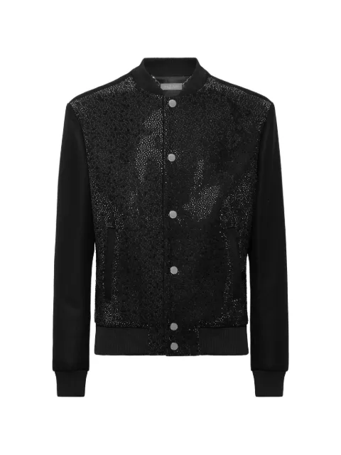 Philipp Plein wool bomber with transparent strass