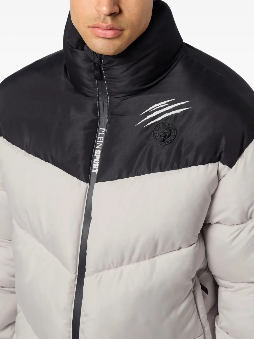 Plein Sport Donsjack met colourblocking Beige