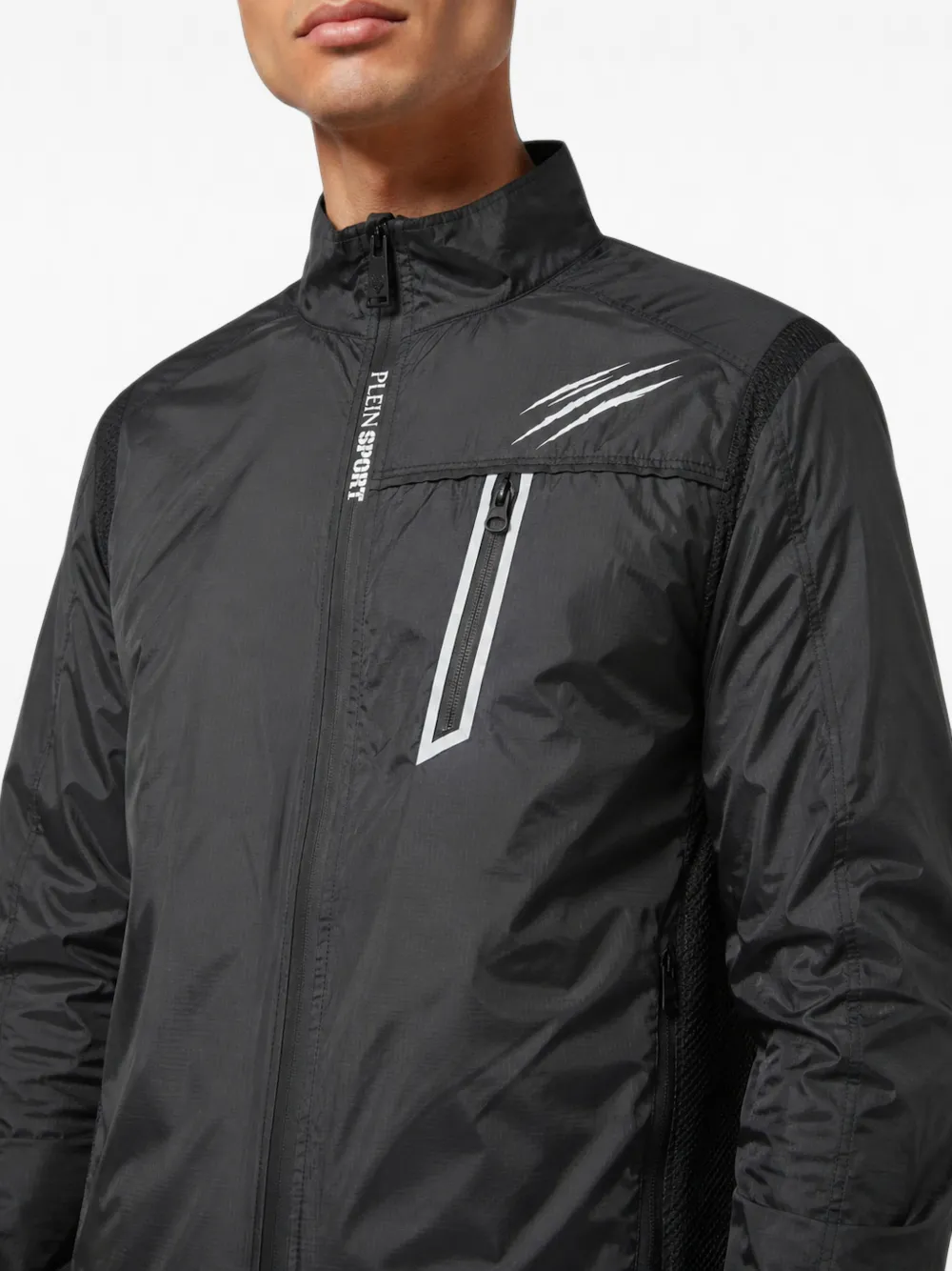 Plein Sport logo-print zip-up jacket Zwart