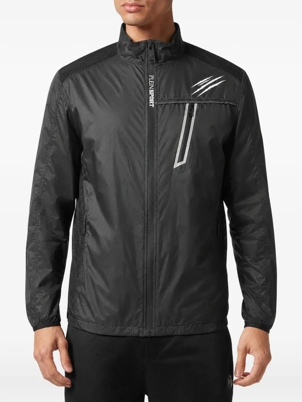 Plein Sport logo-print zip-up jacket Zwart