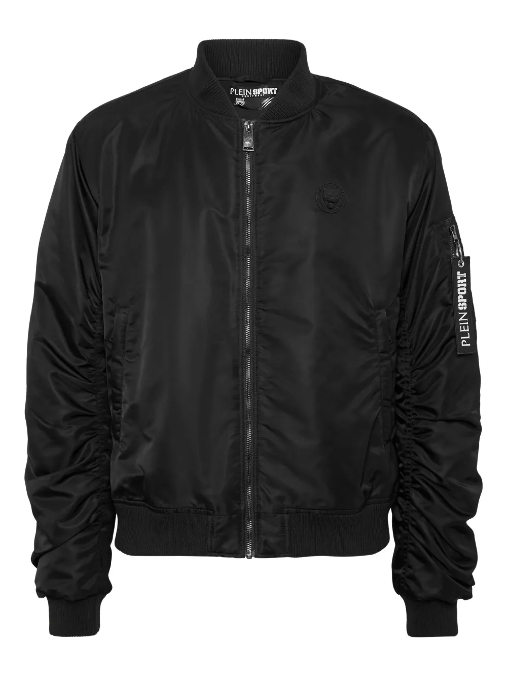 Plein Sport Bomber con placca logo - Nero