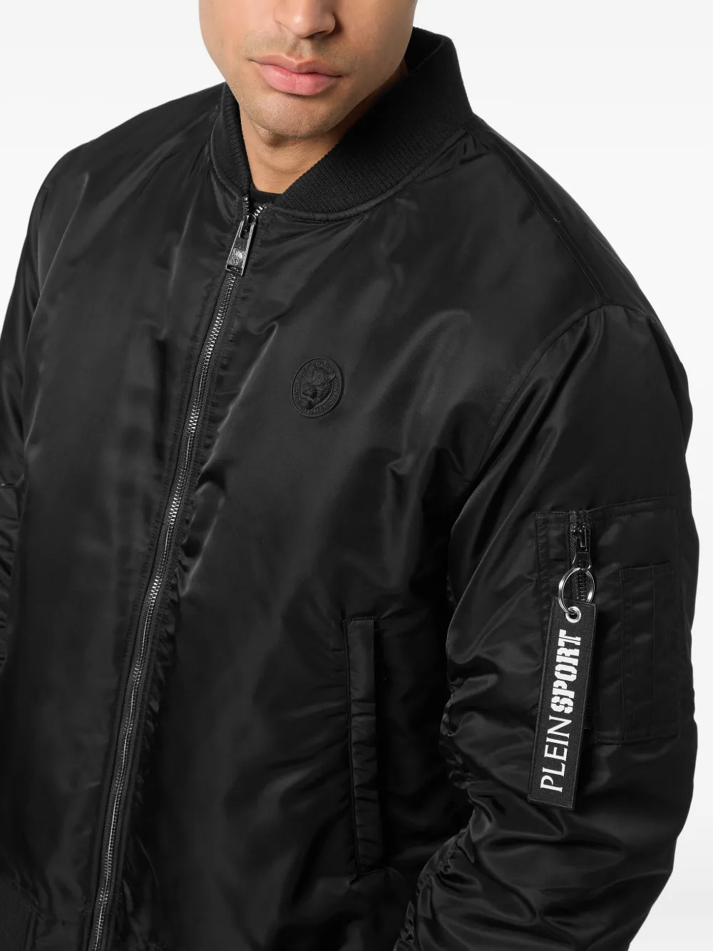 Plein Sport Bomberjack met logoplakkaat Zwart