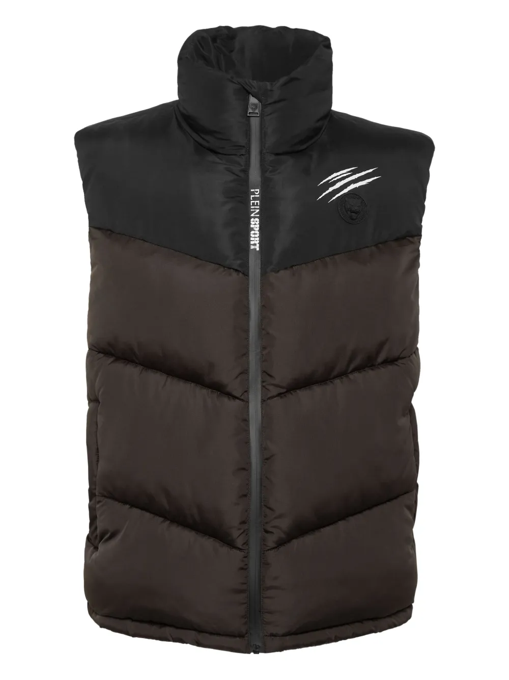Plein Sport Claw-print Quilted Gilet In Brown