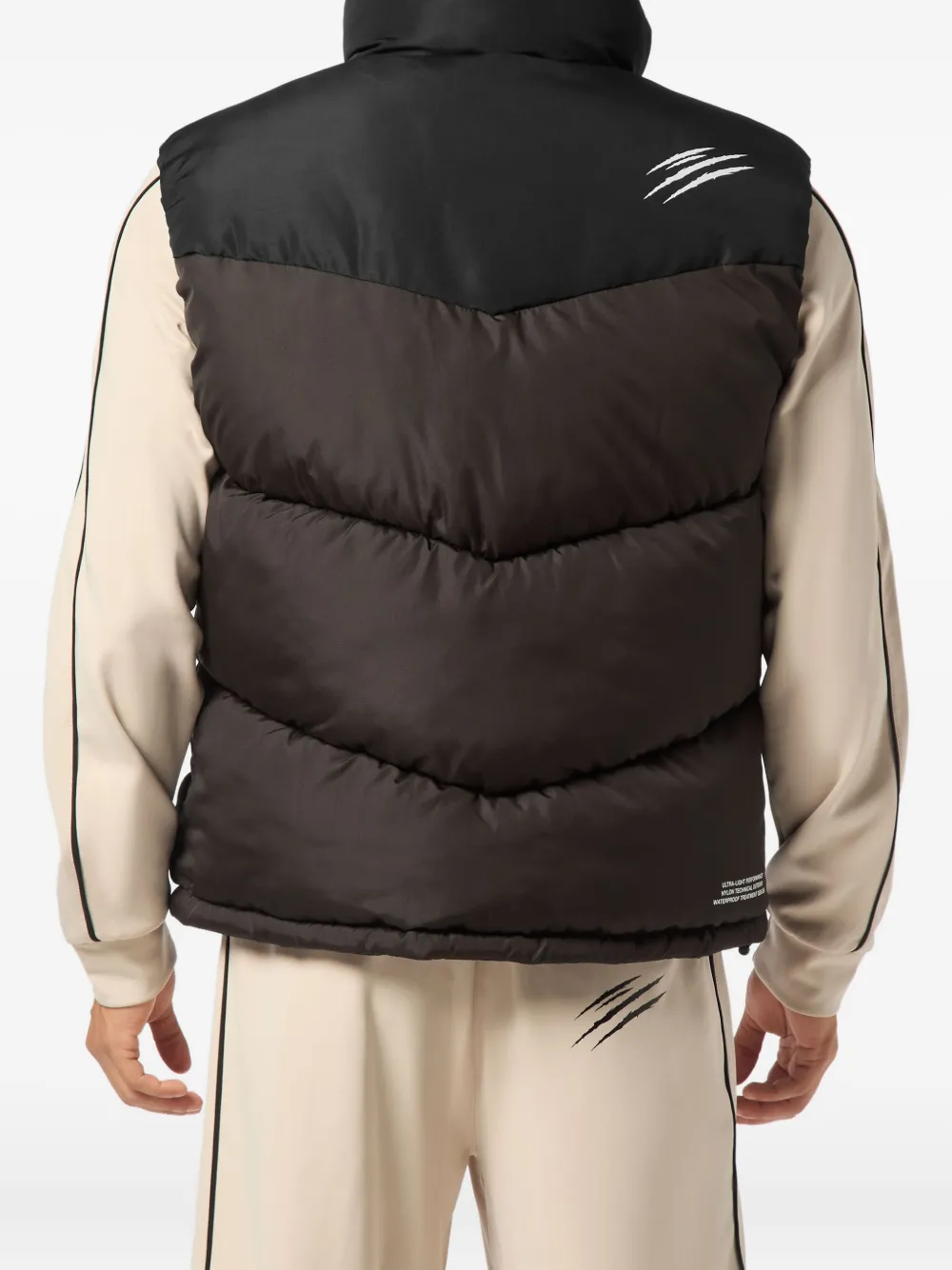 Plein Sport Claw-print Quilted Gilet In Brown