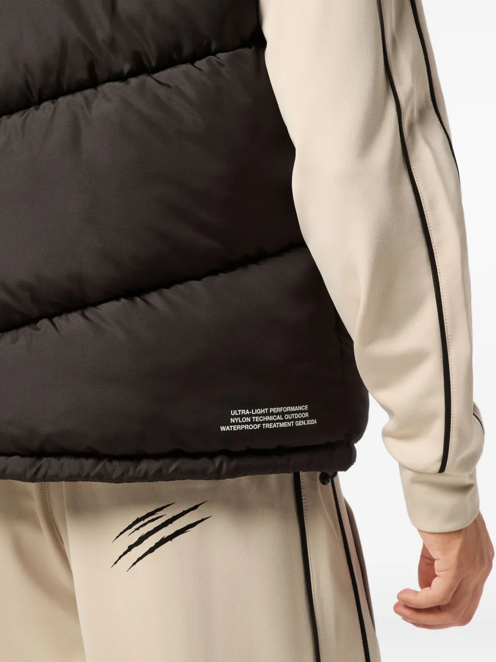 Plein Sport Claw-print Quilted Gilet In Brown