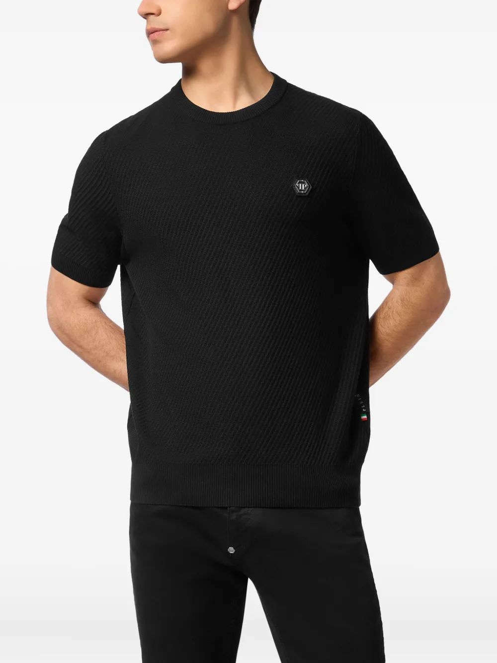 Philipp Plein T-shirt met logopatch Zwart