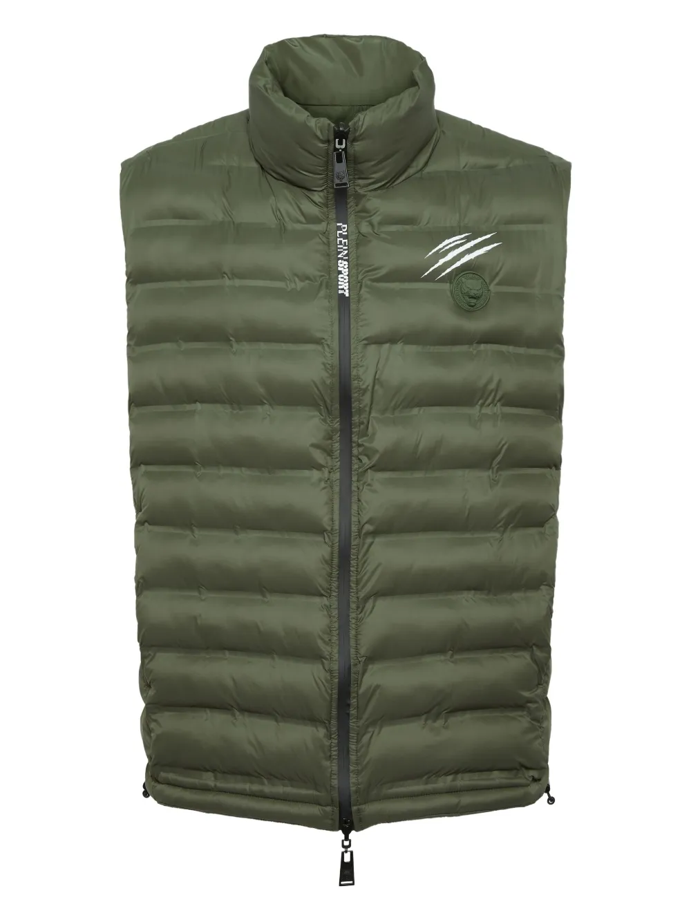Plein Sport Shanghai Quilted Claw-print Gilet In Green