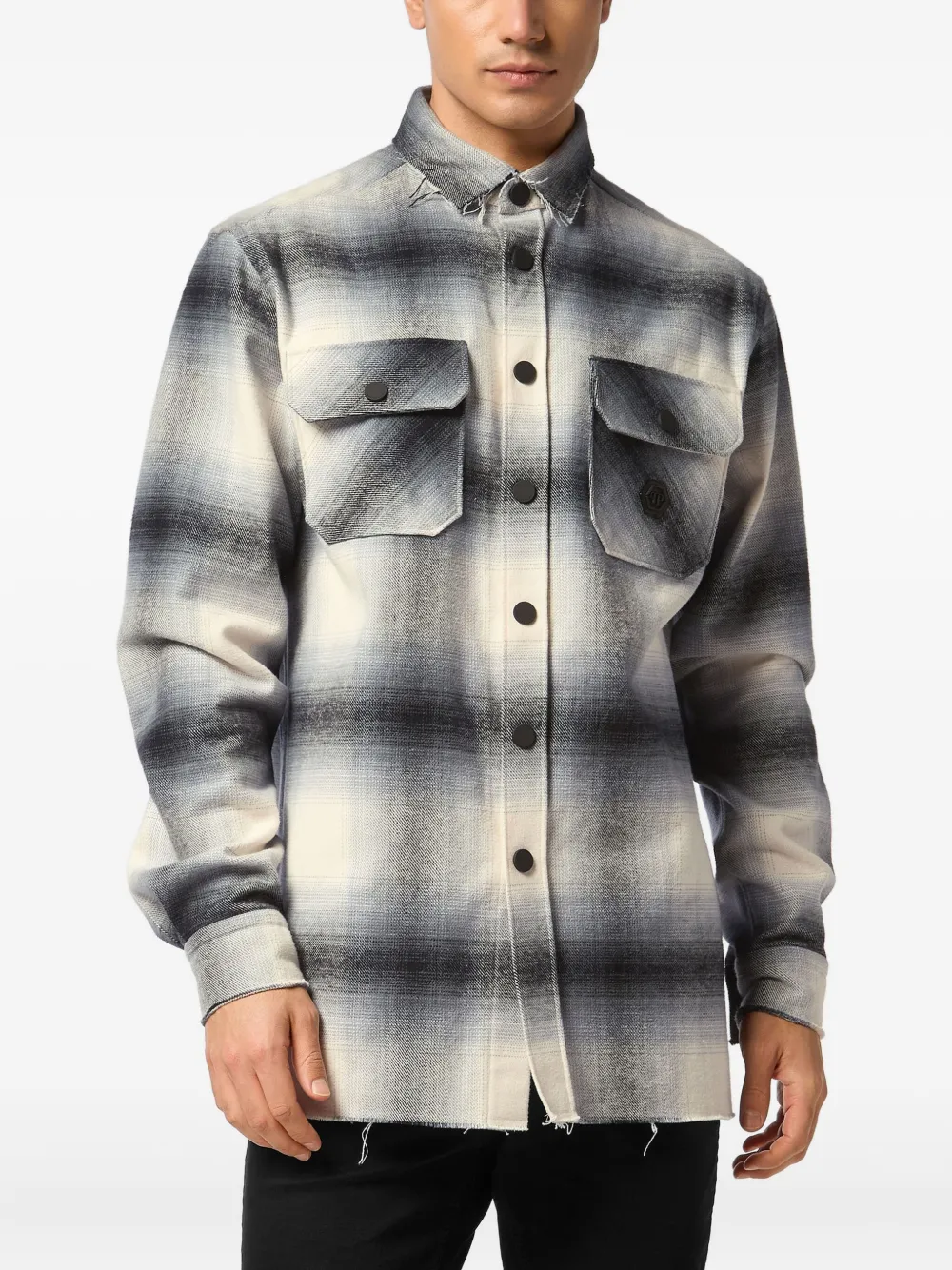 Philipp Plein Geruit shirtjack Beige