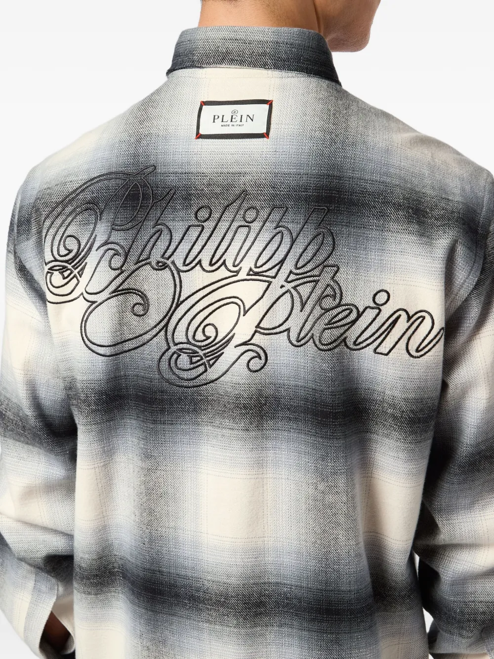 Philipp Plein Geruit shirtjack Beige