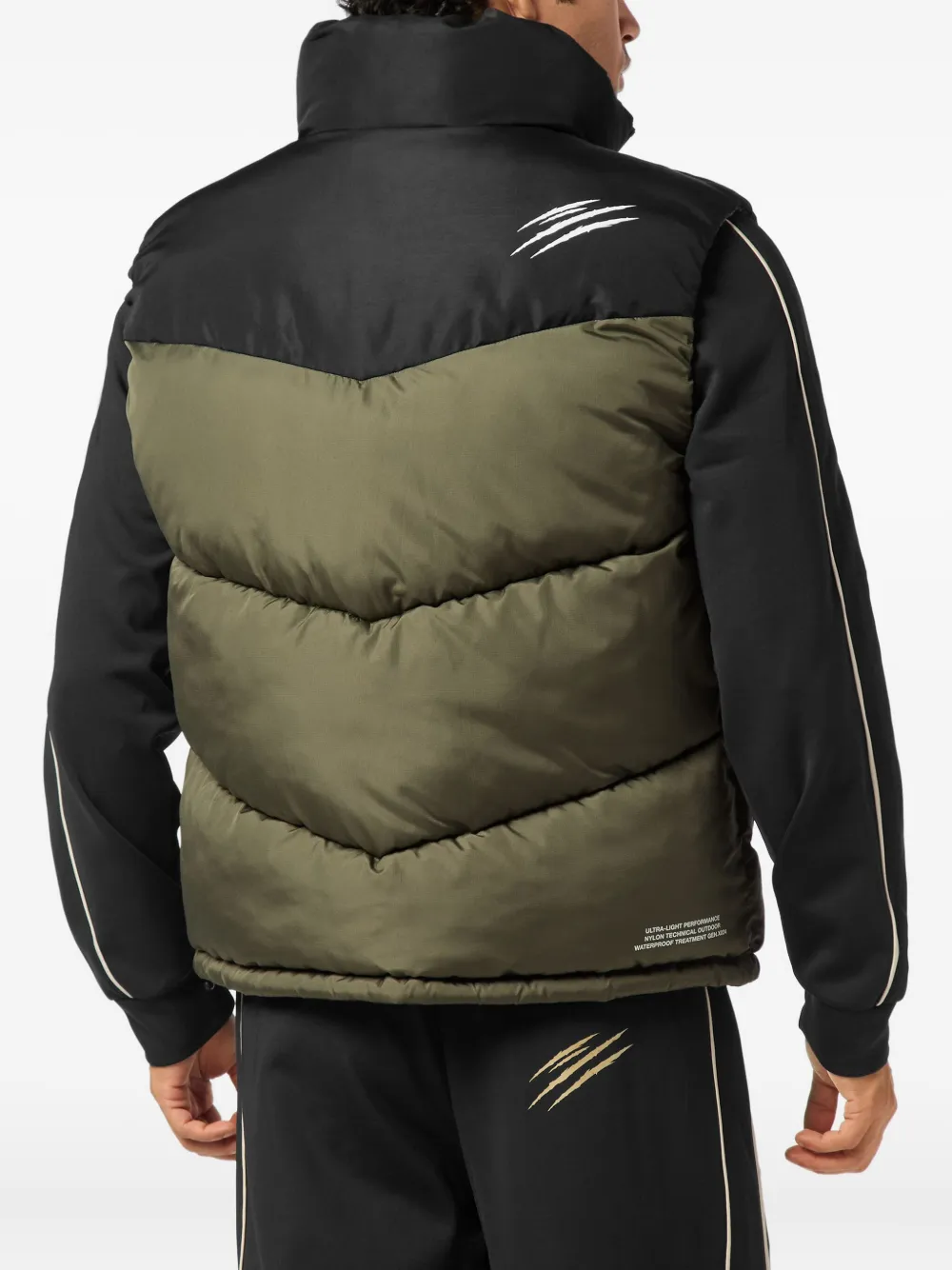 Plein Sport Claw-print Quilted Gilet In Green