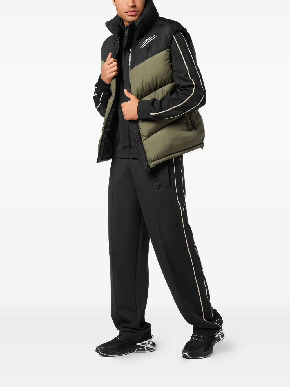 Plein Sport Claw-print Quilted Gilet In Green