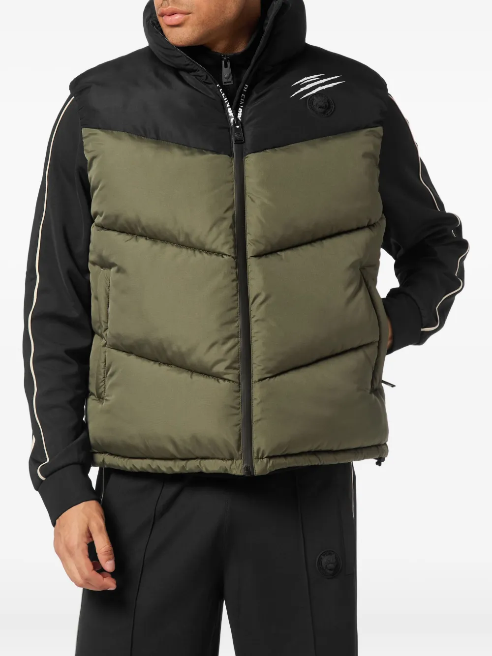 Plein Sport Claw-print Quilted Gilet In Green