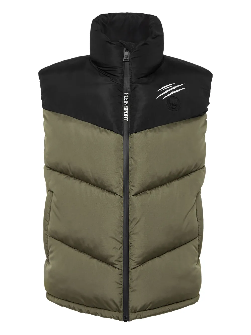 Plein Sport Claw-print Quilted Gilet In Green