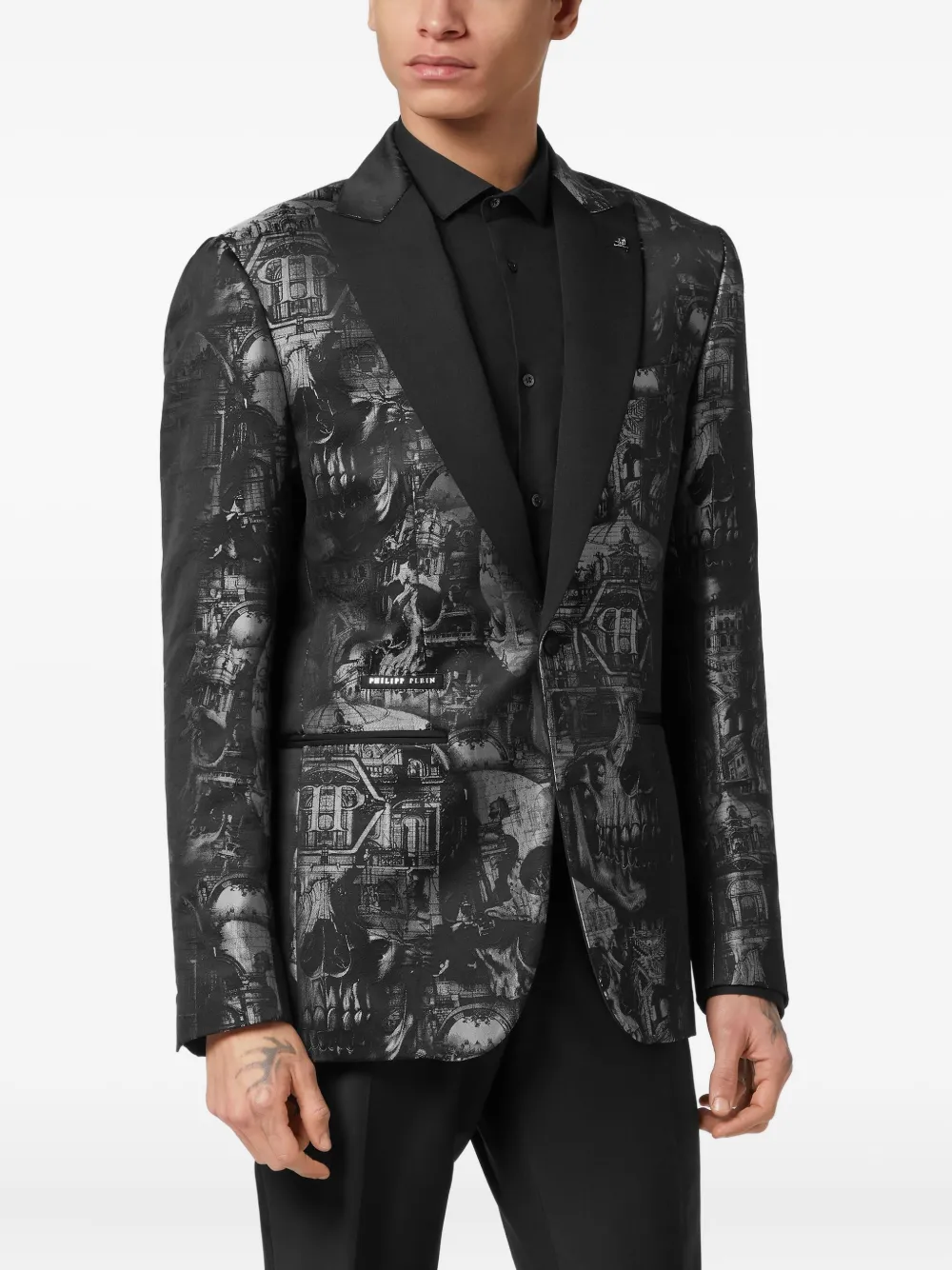 Philipp Plein Lord Fit Skull blazer Zwart