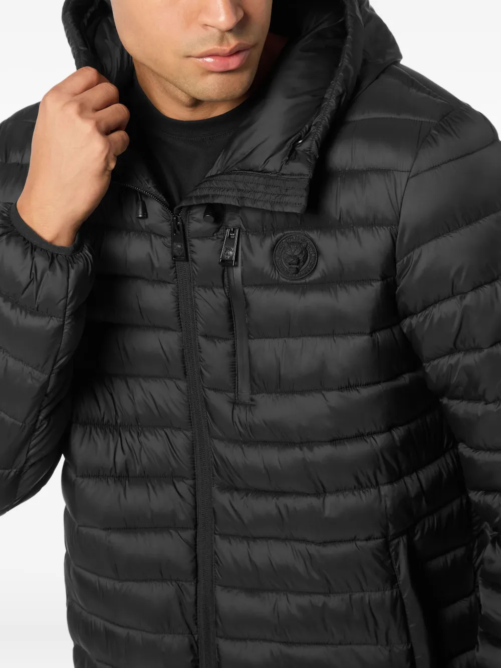 Plein Sport Bollo Tiger gewatteerd jack met capuchon Zwart
