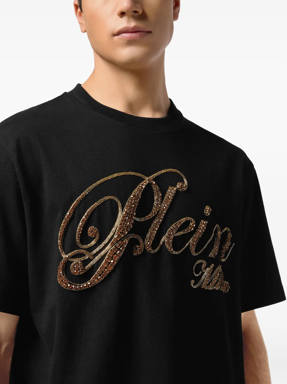 Philipp Plein T-shirt verfraaid met logo Zwart