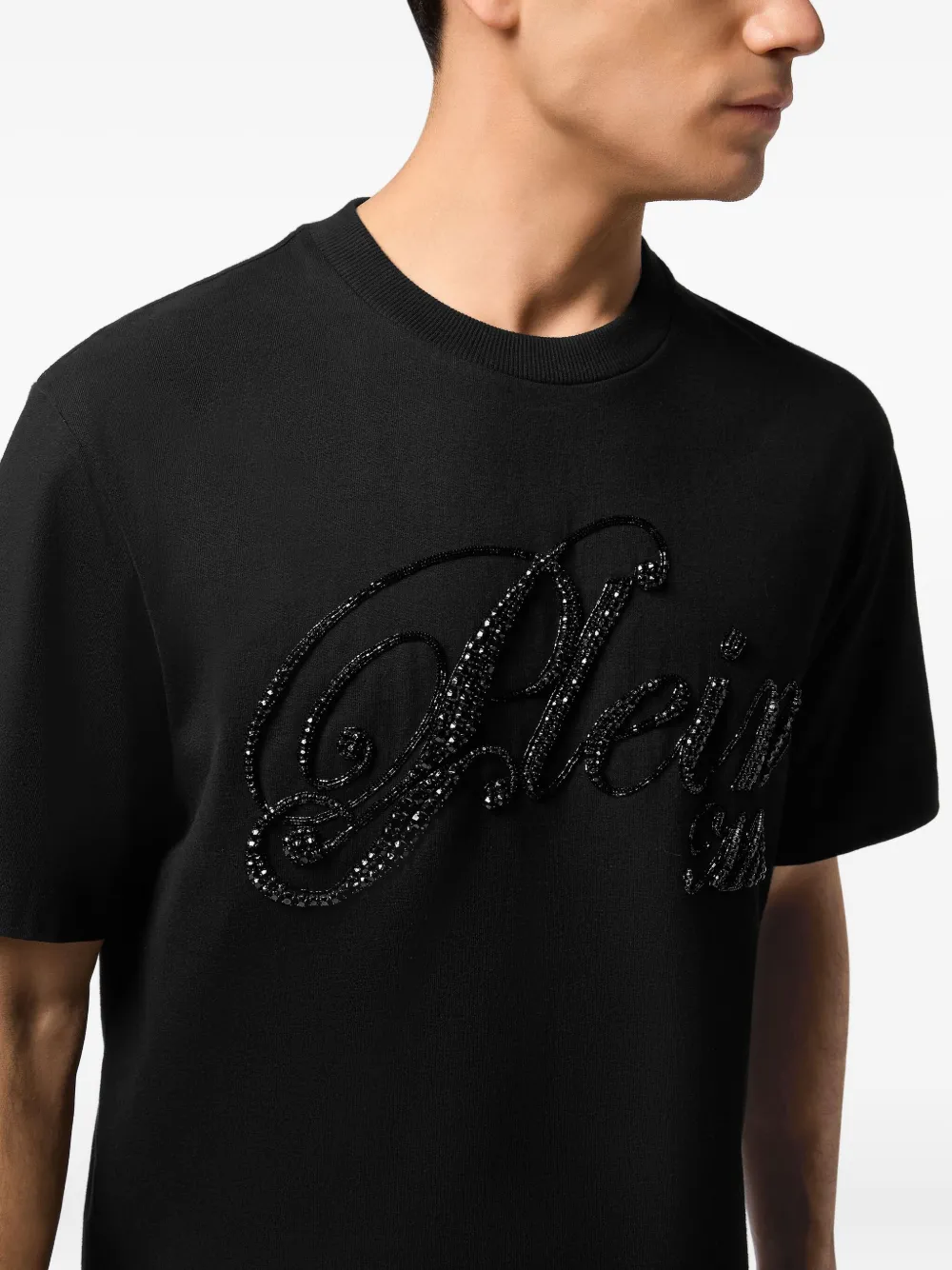 Philipp Plein T-shirt verfraaid met stras Zwart