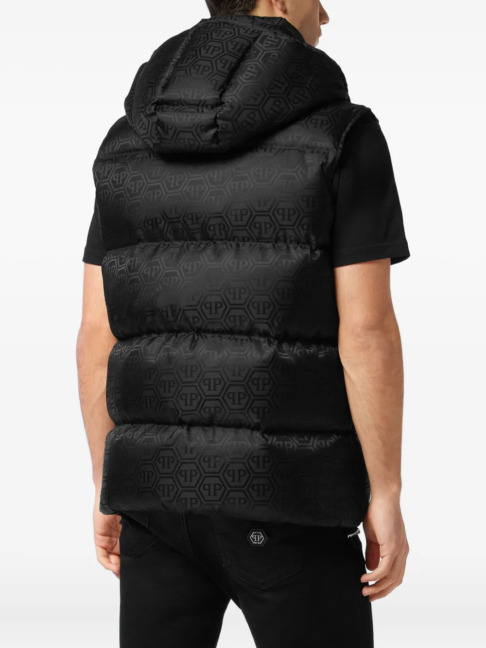 Philipp Plein Bodywarmer met monogram-patroon Zwart