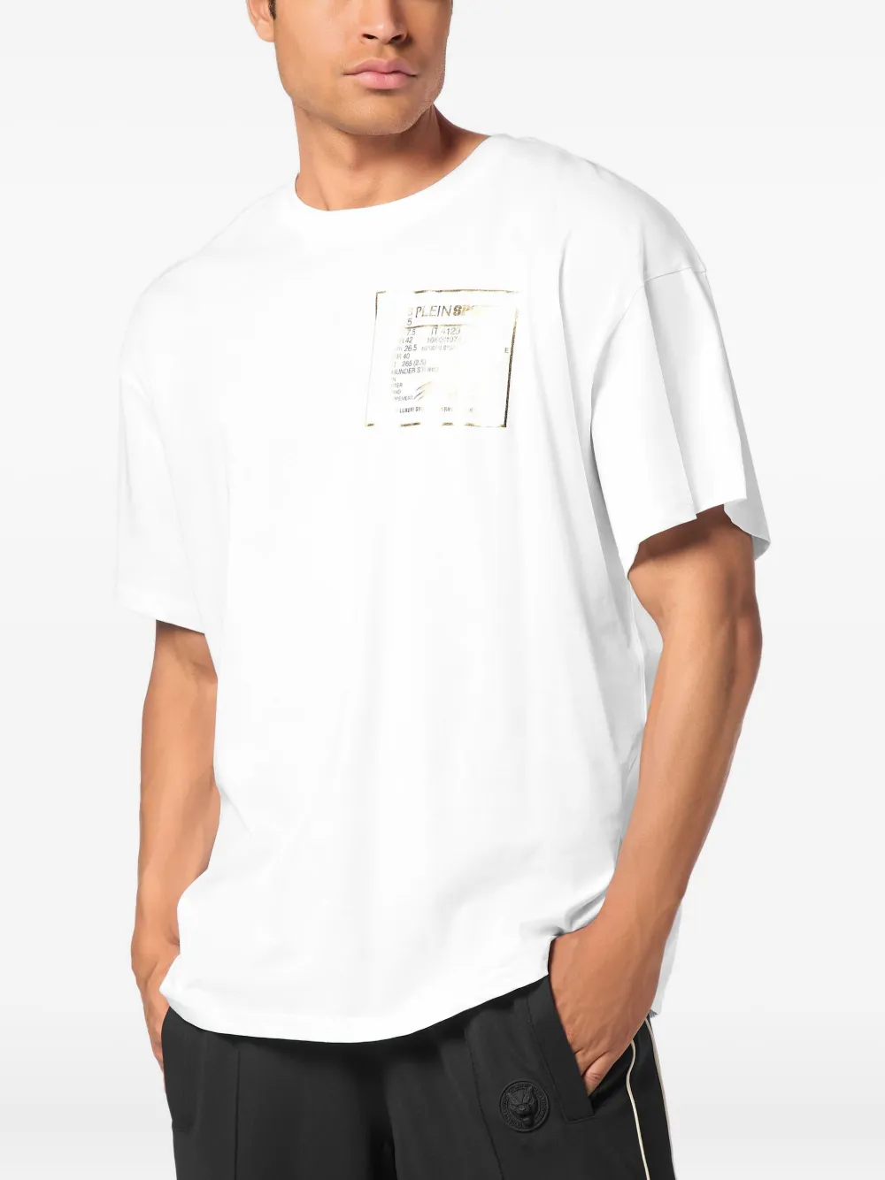 Plein Sport gold-logo cotton T-shirt - Wit