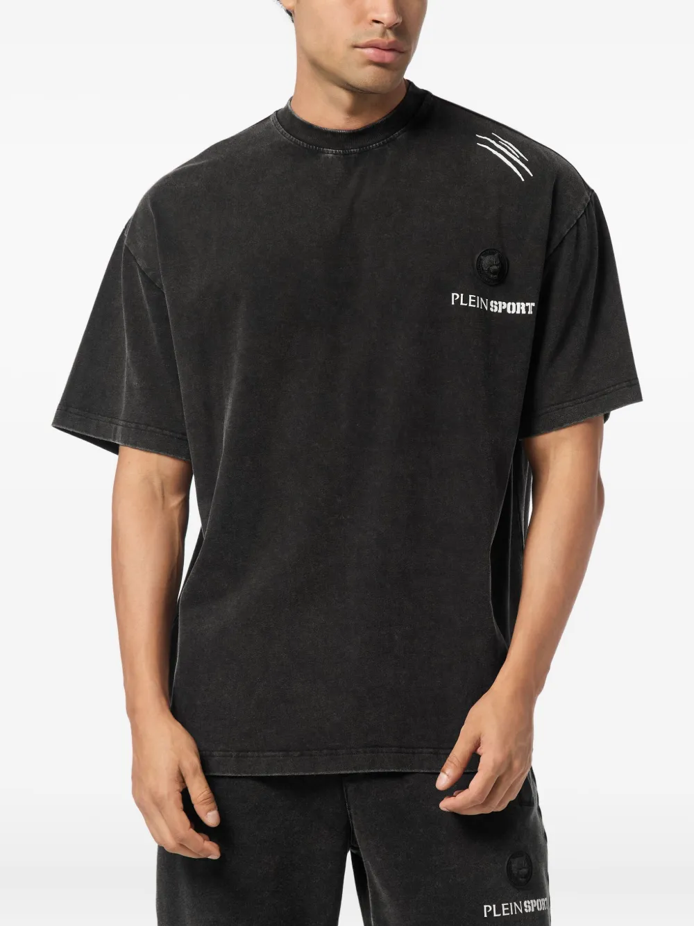 Plein Sport T-shirt met logoplakkaat Zwart