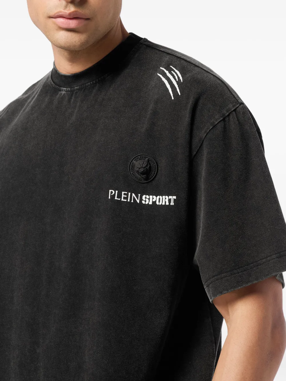 Plein Sport T-shirt met logoplakkaat Zwart