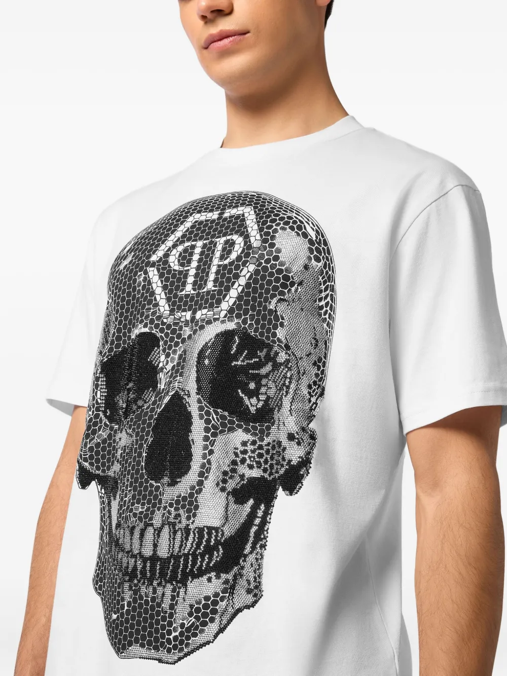 Philipp Plein T-shirt met doodskopprint Wit