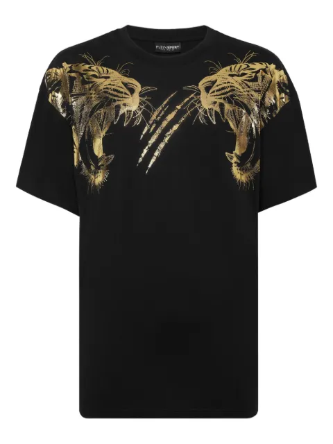 Plein Sport tiger-head gold-foil T-shirt