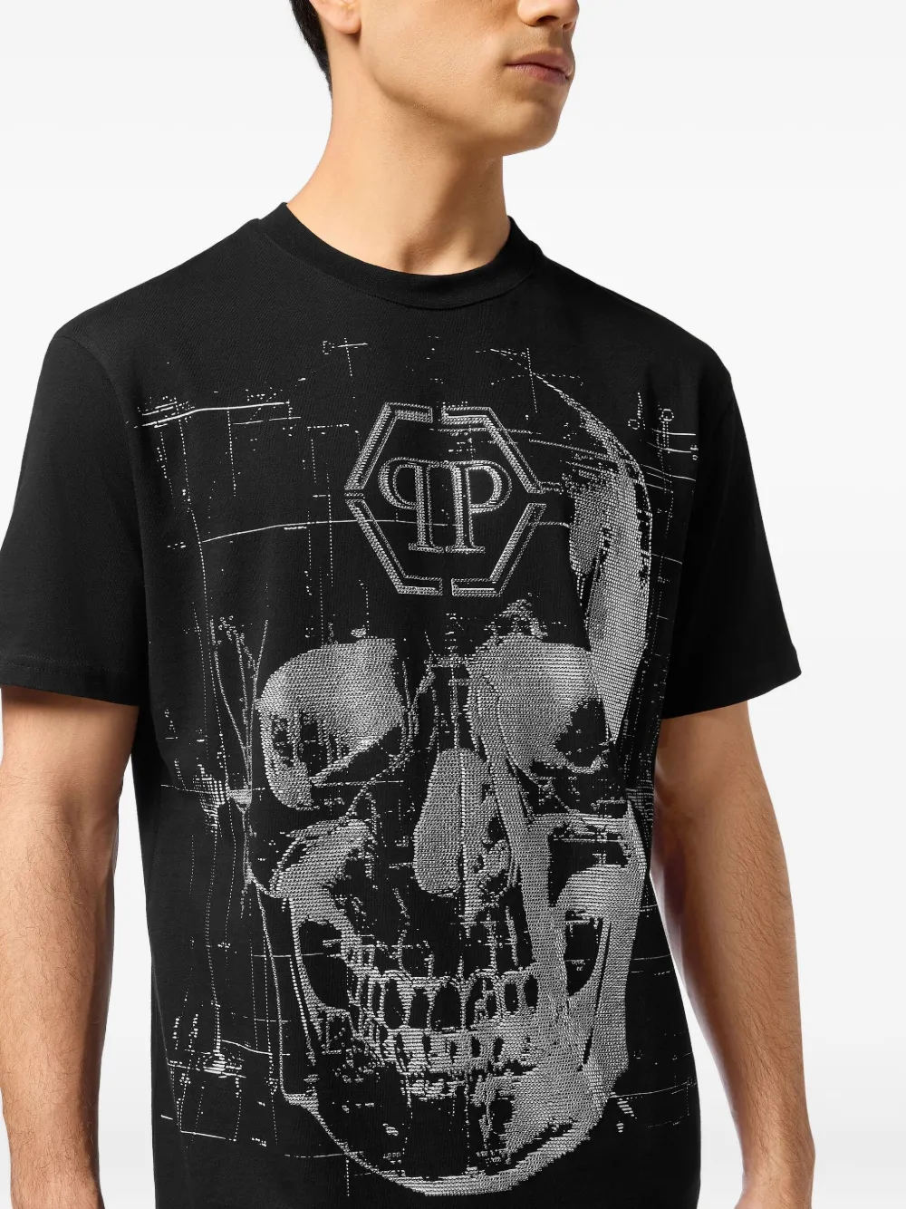 Philipp Plein Overhemd verfraaid met doodskop Zwart