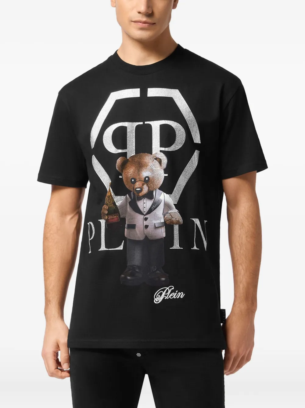 Philipp Plein T-shirt met beerprint Zwart