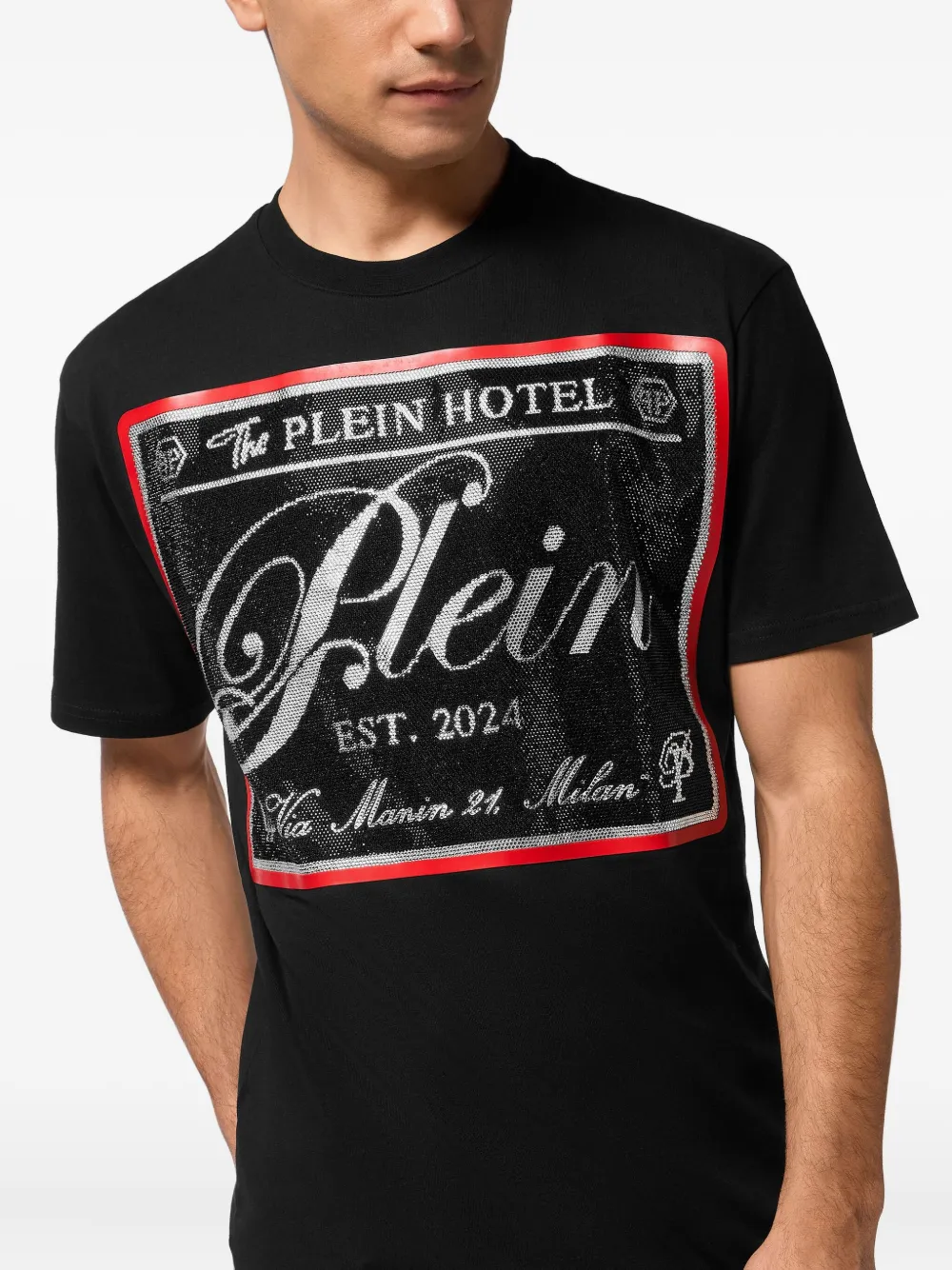 Philipp Plein T-shirt verfraaid met logo Zwart