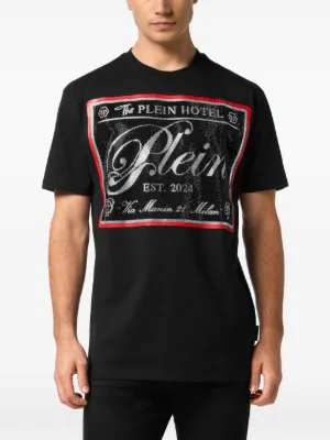Tシャツ・カットソー PHILIPP PLEIN Men T Shirts MTK6447 BLACK Philipp Plein rhinestone-logo Cotton t-shirt | Black | FARFETCH