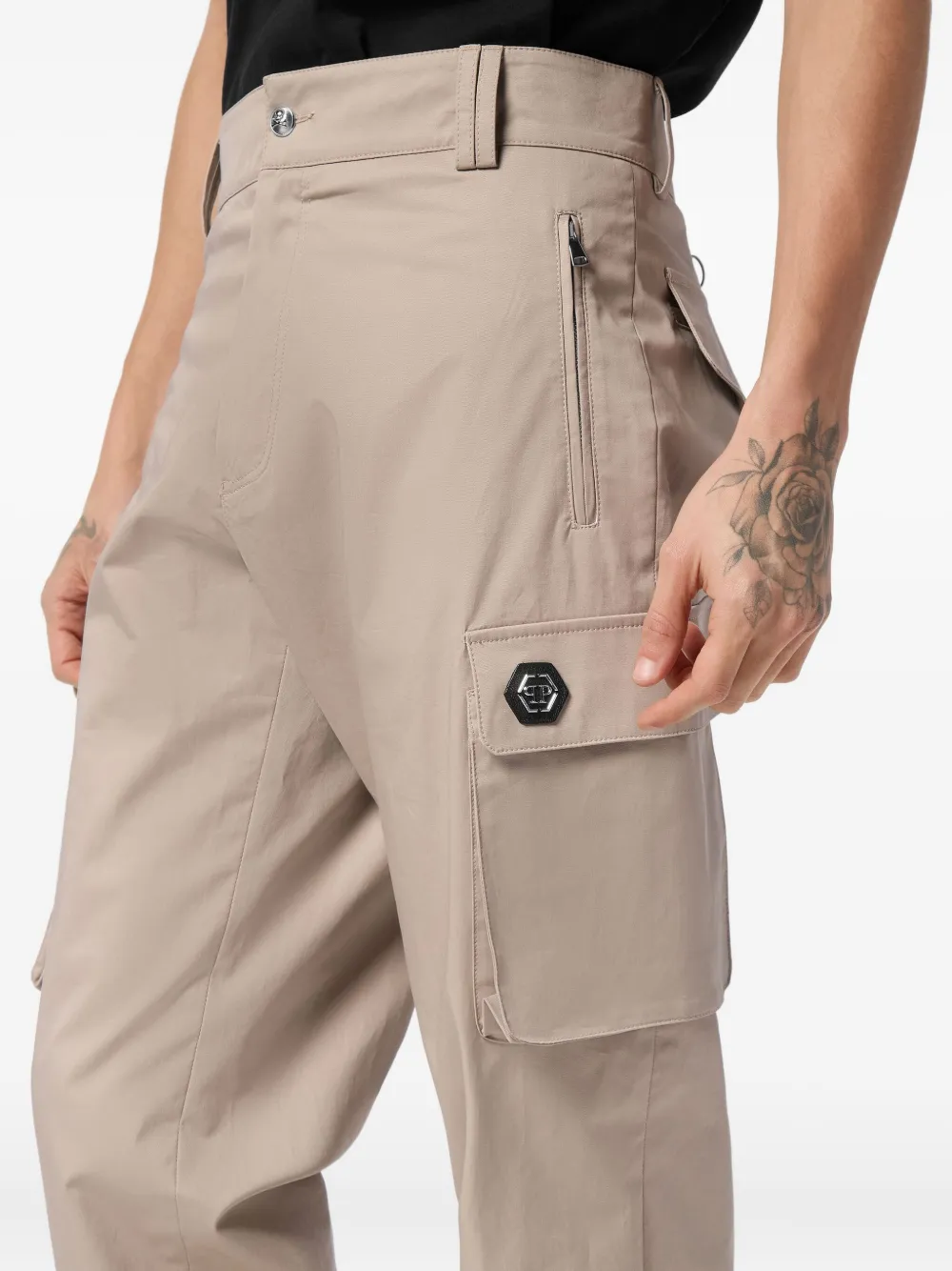 Philipp Plein Broek met logoplakkaat Beige