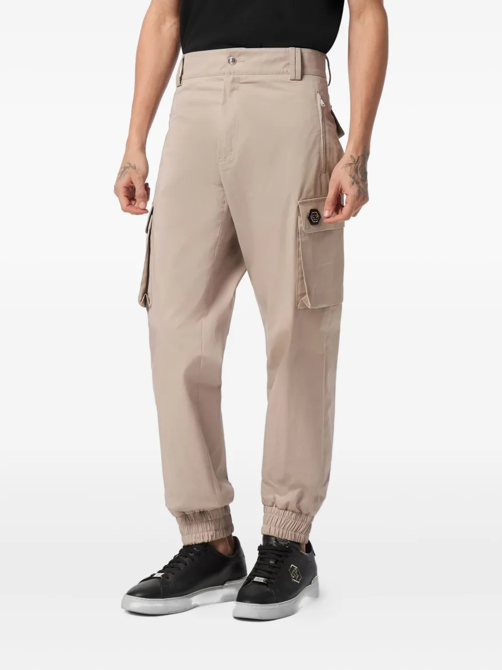 Philipp Plein Broek met logoplakkaat Beige